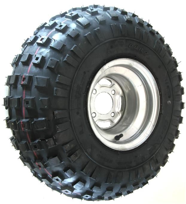 ASSEMBLY - 9"x8.50" Galv Rim, 4/4" PCD, ET0, 25/12-9 2PR HF240A Knobbly Tyre
