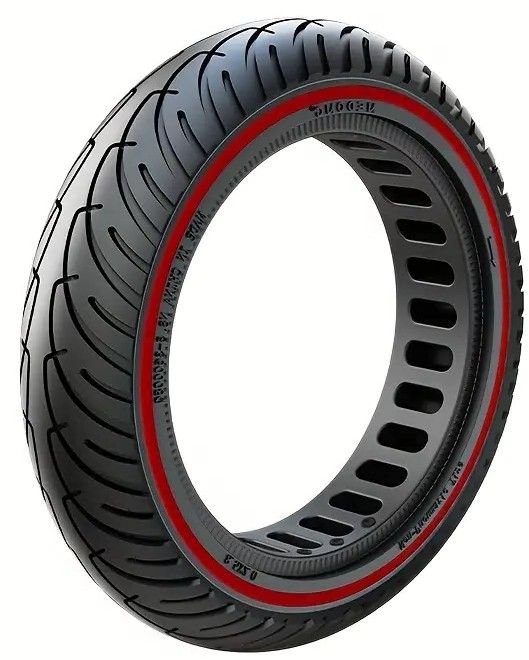 8-1/2x2 Solid Honeycomb E-Scooter Tyre, 139.7mm (5.50") Rim Diameter Red stripe
