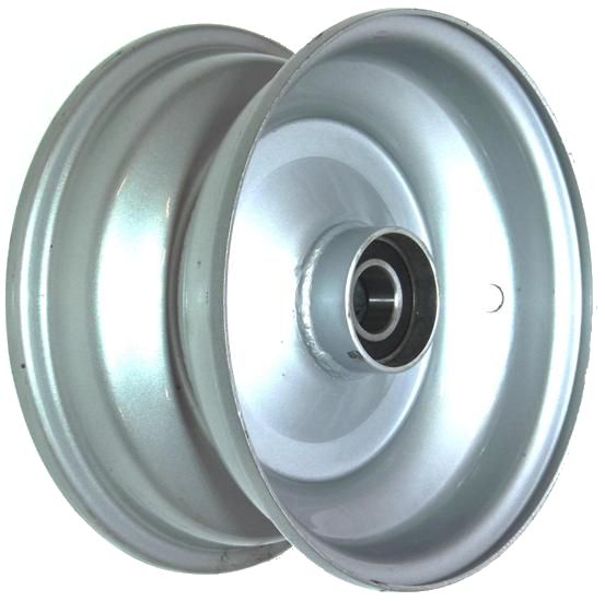 8"x3.75" Steel Rim, 52mm Bore, 85mm Hub Length, 52mm x 20mm High Speed Bearings + Hubcap (Pre-assembled)