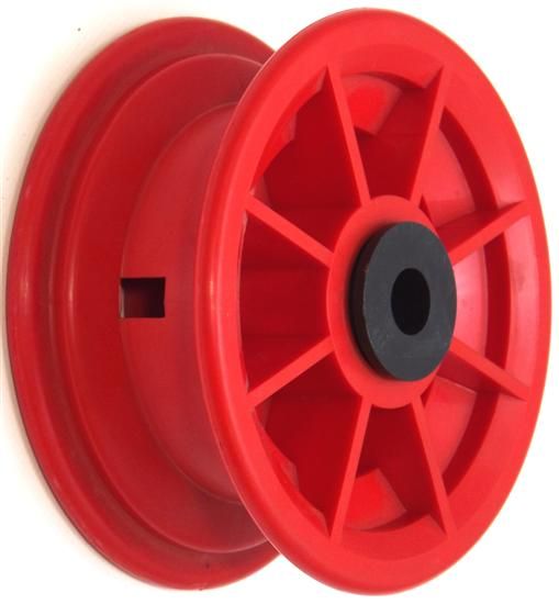 4"x55mm Red/Grey Plastic Rim, 35mm Bore, 72mm Hub Length, 35mm x 16mm Nylon Bush