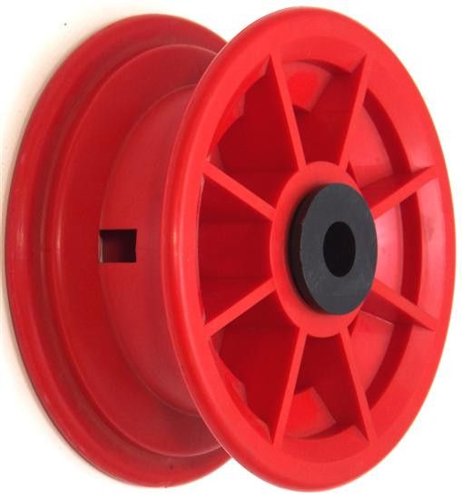 4"x55mm Red/Grey Plastic Rim, 35mm Bore, 72mm Hub Length, 35mm x ½" Nylon Bushes
