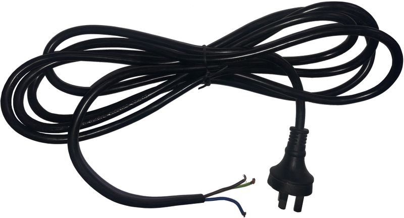3 Metre 240v Lead with Male 3-pin Plug, bare lead other end