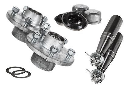 Hub Set, 1500kg, Cast Steel, Galvanised, 5/4½" (5/114.3mm) PCD, Taper Roller Bearings, Marine Seals