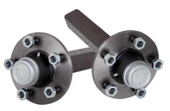 Hub Set, 3300kg, Steel, High Speed Taper Bearings, 5/140mm PCD, 50mm Square Axle