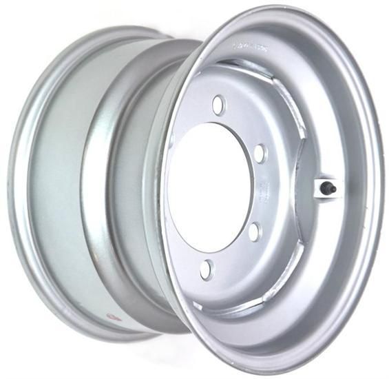15.3"x9.00" Silver Painted Steel Rim, 6/205mm PCD, 161mm Bore, ET0 offset