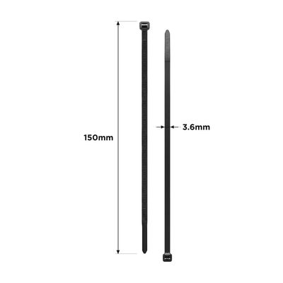 Cable Ties Black UV 150mm x 3.6mm 100/PK