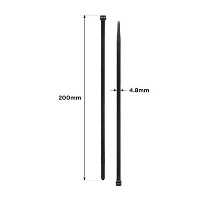 Cable Ties Black UV 200mm x 4.8mm 100/PK