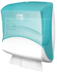 Tork Wiper Dispenser - Folded (W4) White/Aqua