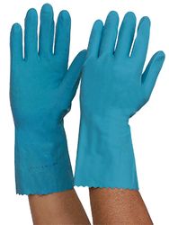 Gloves Rubber Silverlined LARGE Blue 12prs/pk
