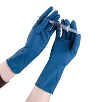High Risk Long Cuff Latex Gloves Blue PF Large 50/PK