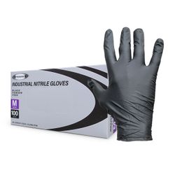 Nitrile Gloves Black PF MEDIUM (100)