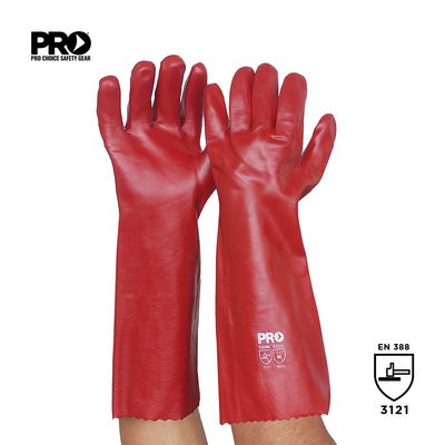 Glove PVC Red Single Dipped Long Cuff 45cm