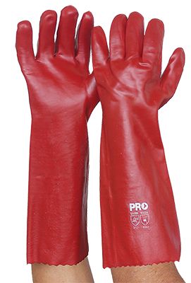 Glove PVC Red Single Dipped Long Cuff 45cm