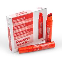 Pentel N50XL Jumbo Permanent Marker Pens Red 6/pk