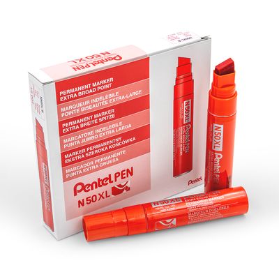 Pentel N50XL Jumbo Permanent Marker Pens Red 6/pk