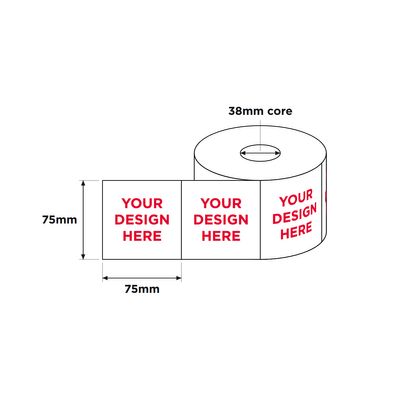 Custom Printed Labels, White, 1 Colour Print, 75mm x 75mm 1000/RL