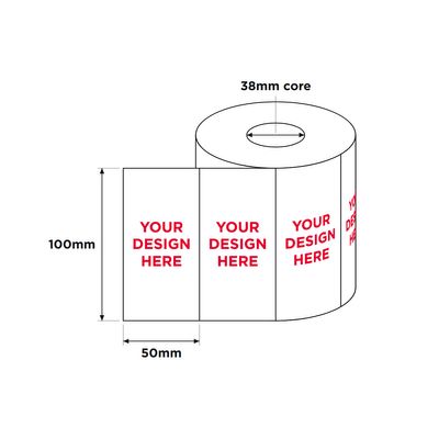 Custom Printed Labels, White, 1 Colour Print, 100mm x 50mm 1000/RL