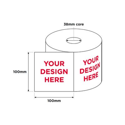 Custom Printed Labels, White, 1 Colour Print, 100mm x 100mm 1000/RL