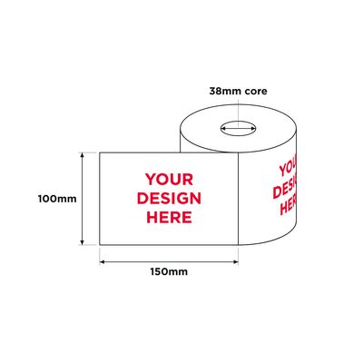 Custom Printed Labels, White, 1 Colour Print, 100mm x 150mm 500/RL