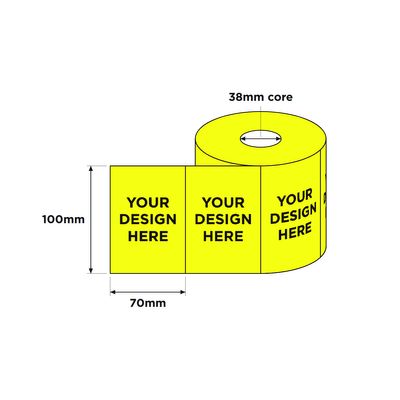 Custom Printed Labels, Fluoro with Black Print, 100mm x 70mm 1000/RL