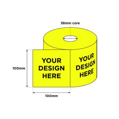 Custom Printed Labels, Fluoro with Black Print, 100mm x 100mm 1000/RL