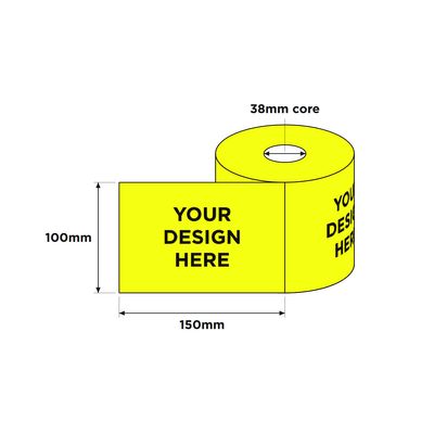 Custom Printed Labels, Fluoro with Black Print, 100mm x 150mm 500/RL