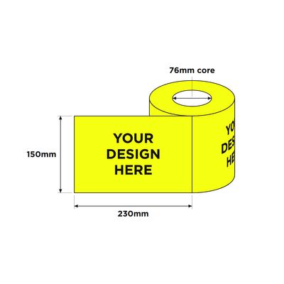 Custom Printed Labels, Fluoro with Black Print, 150mm x 230mm 500/RL