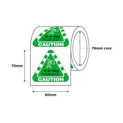 Weight Label 10-16kg 80x70mm 250/RL Green