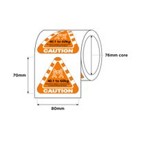 Weight Label 16.1-40kg 80x70mm 250/RL Yellow