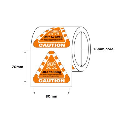 Weight Label 16.1-40kg 80x70mm 250/RL Yellow