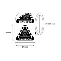 Weight Label 60kg+ 80x70mm 250/RL Black