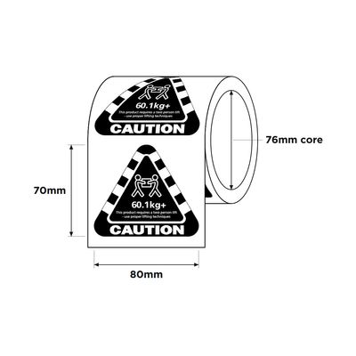 Weight Label 60kg+ 80x70mm 250/RL Black