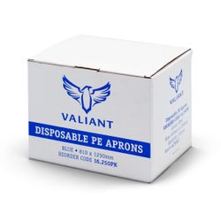 Apron PE Disposable Boxed Blue 1250mm Valiant® 100/Pk