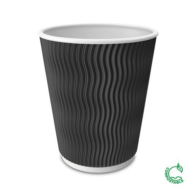 Paper Cup Dual Wall 12oz Black 500/ctn