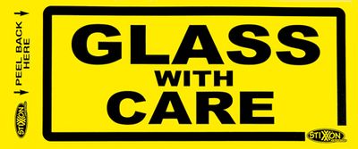 Labels GLASS WITH CARE 500/pk
