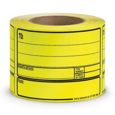 To/From Despatch Label Fluoro Yellow 500/RL