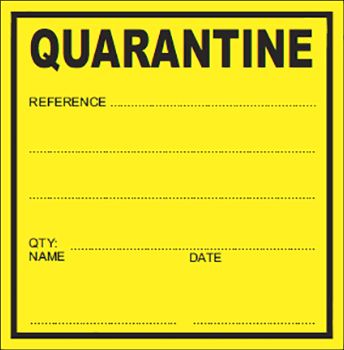 QA Labels QUARANTINE 75x75mm 500/Roll