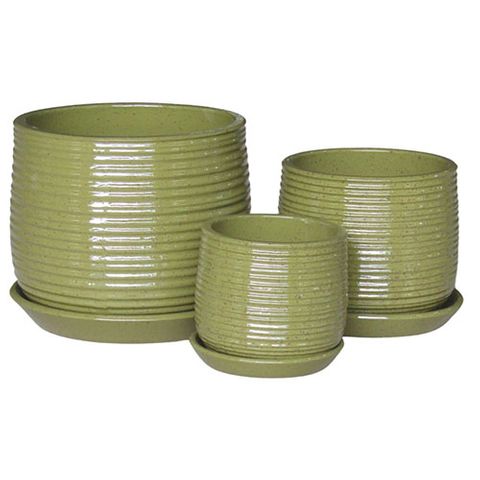 Auburn Tub with saucers S/3 Olive (2)