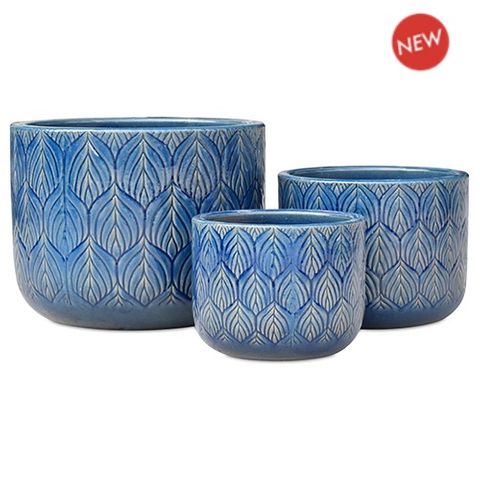 Ebony Pot S/3 Aqua Blue