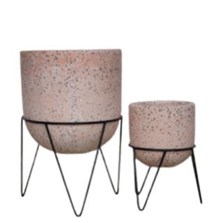 Terrazzo Egg S/2 Pink with stands