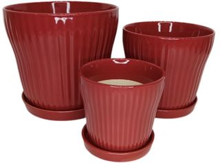 Akira Banded Pot S/3 Red (2)