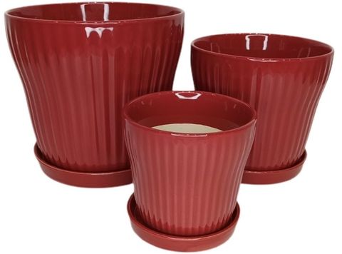 Akira Banded Pot S/3 Red (2)