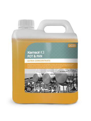 Kemsol K3 Ultra Concentrate Pot & Pan Manual Dishwashing Liquid - 2L