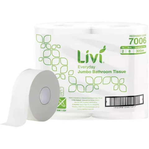 7006 Livi Basics 2ply 300m Jumbo Toilet Rolls