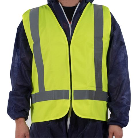 Hi Vis Day / Night Vest Yellow Zip Front