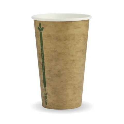 BCK-12DW-GS BioPak Kraft Green Line Double Wall 12oz BioCup