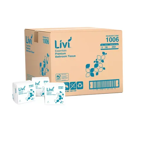 1006 Livi Essentials Interleaved Bathroom Tissue 2ply 250