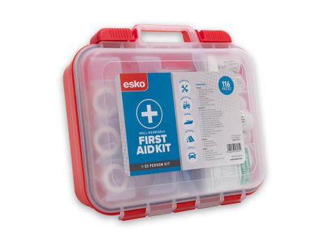 Esko First Aid Kit Wall Mountable (red) 116 Piece