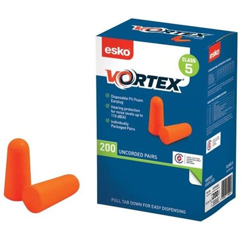 Esko Vortex Earplugs Orange Uncorded