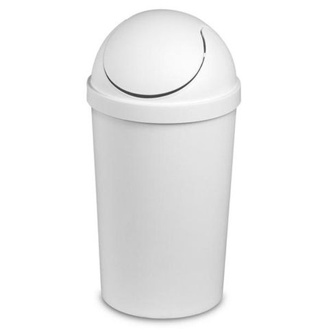 Swing Top Round Rubbish Bin White 11.4L